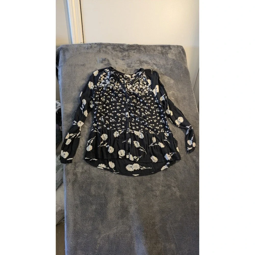 FAT FACE BLACK MONROE POPPY MEADOW FLORAL BLOUSE TOP - SIZE Us Sz 10 - Picture 2 of 7